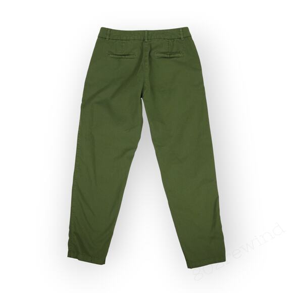 sz 6 ~ 42 Benetton Olive Washed Twill Stretch Cotton Chino Ankle - Picture 2 of 14